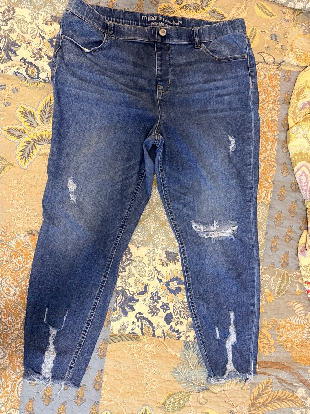 Maurices Dark Blue Distressed Skinny Jeans Super High-Rise Jeggings